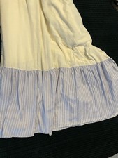 Mary Jane’s Queen Sz Bedskirt Stripe Blue/White French Country Cottage See Tear