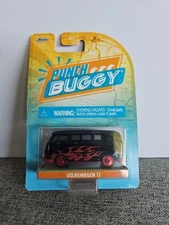 Volkswagen T1 Microbus Black with Red Flames by Jada Punch Buggy Diecast