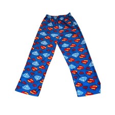 Boys Size 8 Superman Fleece Pajama Pants Flame Resistant Blue as is
