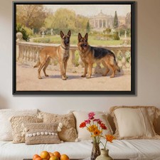 Oil Painting Dog Canvas Print Belgian Malinois Vintage Wall Art Dog Decor