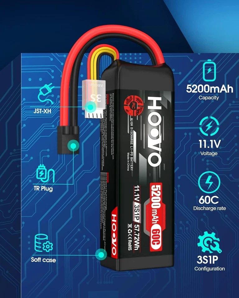 High Performance 11.1V 5200mAh LiPo Battery 60C Tr Plug - Image 4 of 4