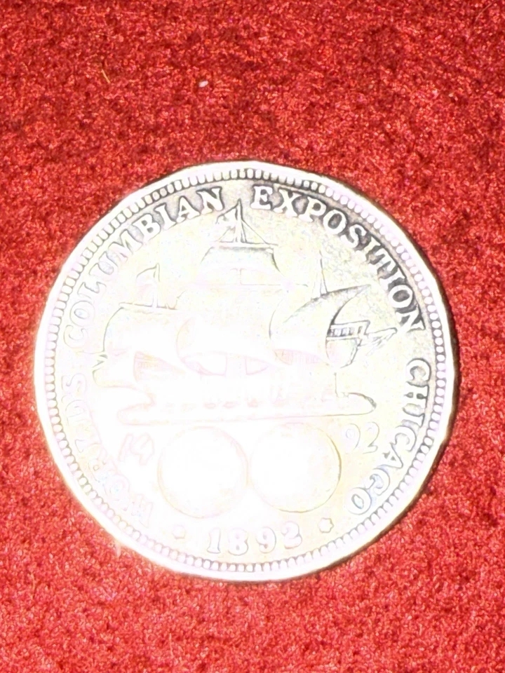 Circulated 1892 Columbian Commemorative Silver Half Dollar Coin - Image 3 of 4