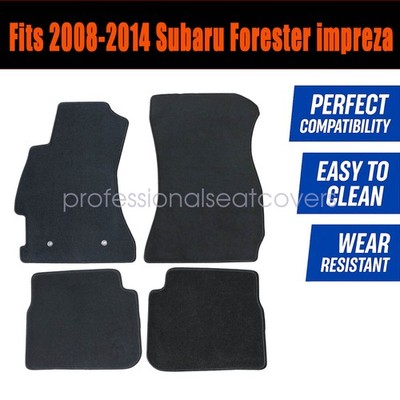Front & Rear Floor Mats Carpet Waterproof Black Velour For 08-14 Subaru Impreza
