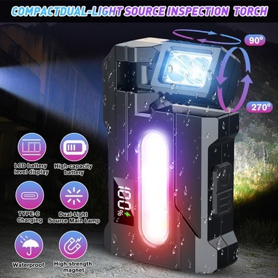 Mini Flashlight LED COB EDC Magnetic Work Torch Light USB Rechargeable Portable