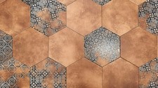 Copper Brown Hexagon Porcelain Tiles Matt - Wall Floor Bathroom Tiles 1 SQM