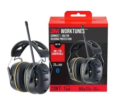 3M WorkTunes Connect + AM/FM Hearing Protector, 26dB NRR, Black, Model# 90572-DC