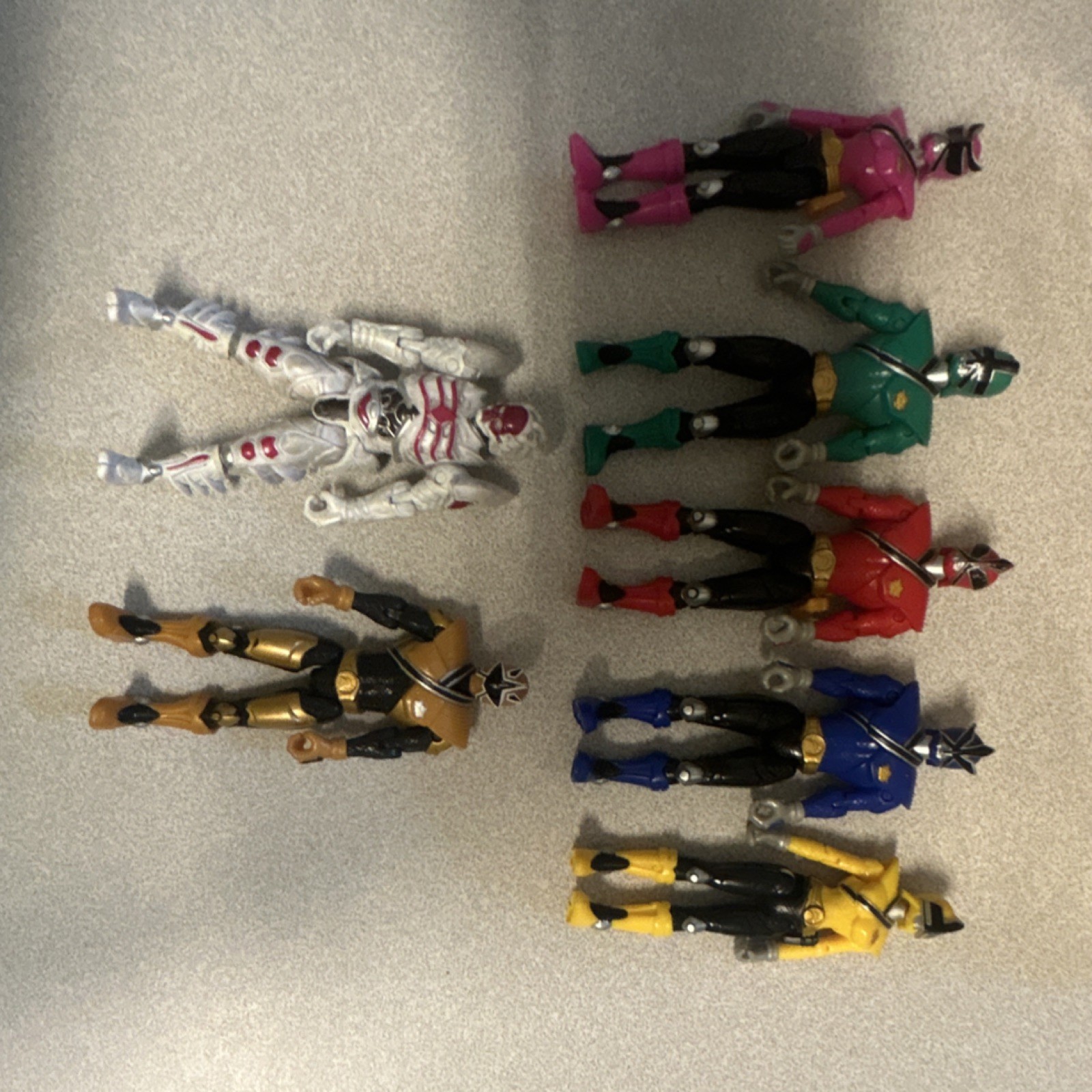 S Red, Blue, Yellow, Green, Pink Rangers Plastic