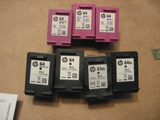 7 of Virgin Empty  64 HP Ink cartridges 3 tri color , 2 black  2 Black XL