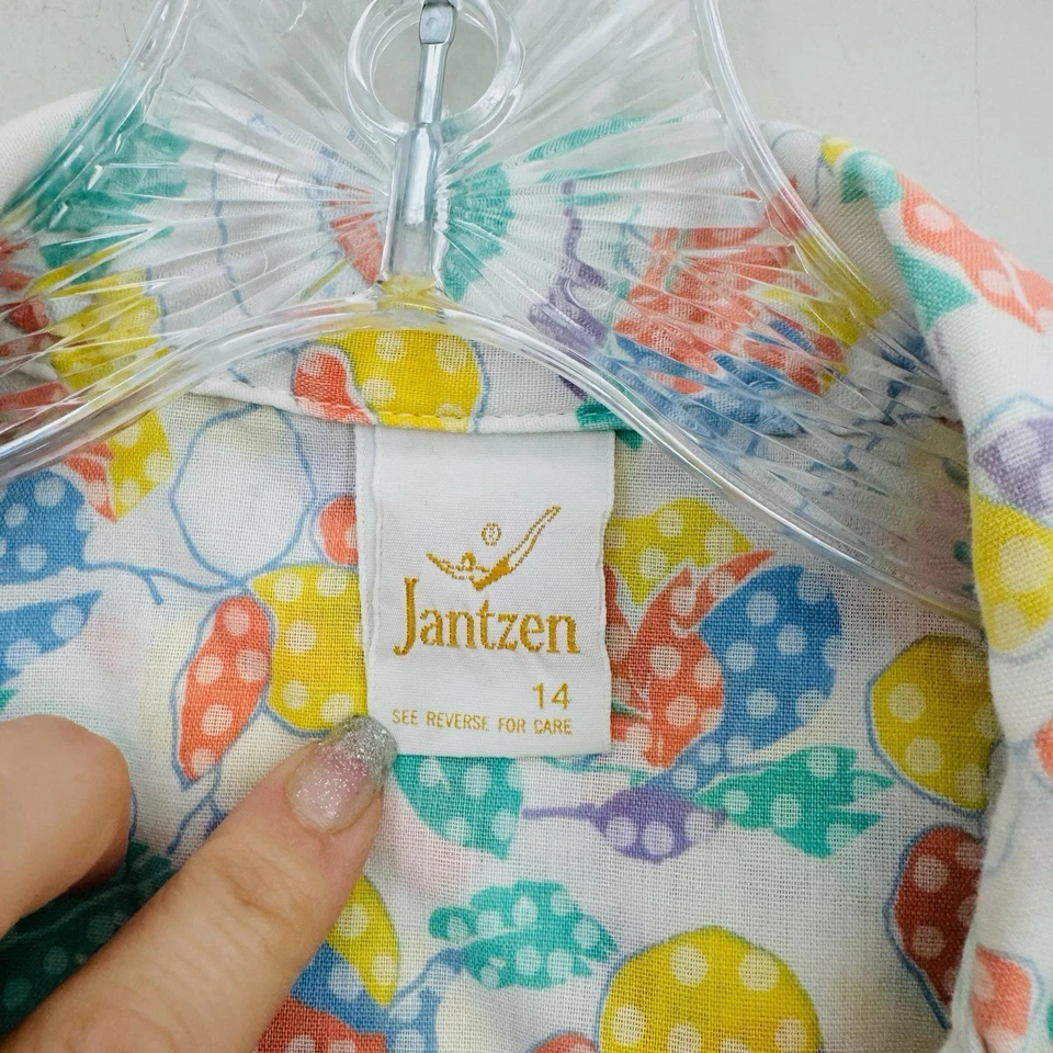 Jantzen Vintage Manga Corta Multicolor Lunares Abotonados Niñas 14 Foto 2 de 4