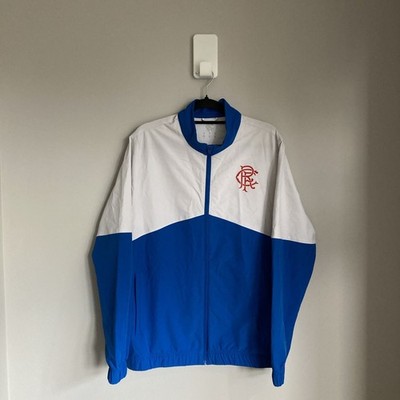 Castore Jacket Track Windbreaker Mens Medium Blue White Logo Full Zip Stretch