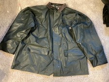 Carhartt Rain Coat Mens Large Green Hooded Waterproof Workwear Outdoor C64GRN