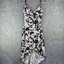 Y2K Jodi Kristopher Floral Dress Black White Asymmetrical Spaghetti Strap Sz S