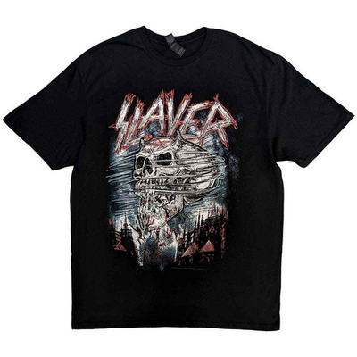 #ad Slayer T Shirt Distressed Demon Storm Skeleton Band Logo Official Mens Black $23.12
