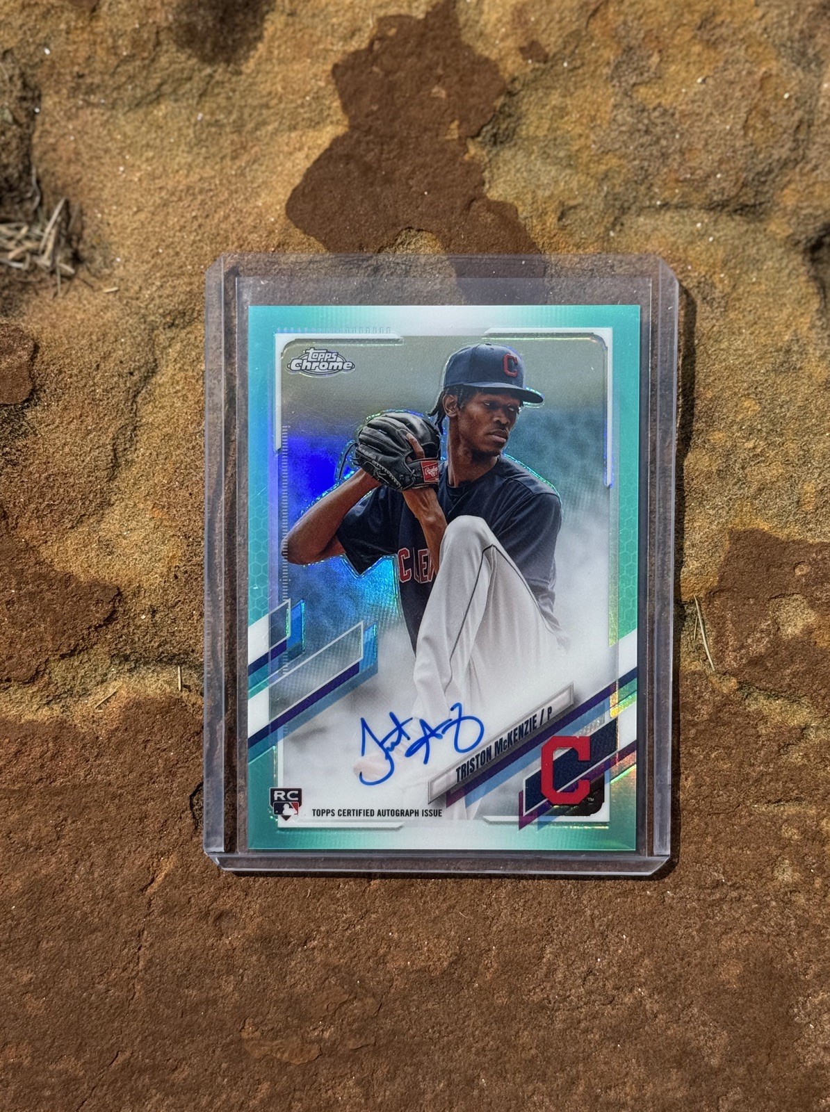 2021 Topps Chrome - Rookie Autographs Triston McKenzie #RA-TM Aqua 033/199