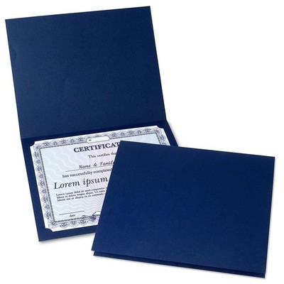 Plain Blue Certificate Folders - Pack of 25, Linen Cover 80 lb. Stock, Folded...