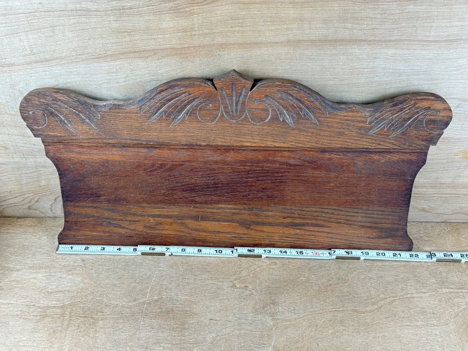 Antiguo roble de madera tallado a mano vintage? Salvamento de desplazamiento de pedimento - 24" Foto 2 de 4