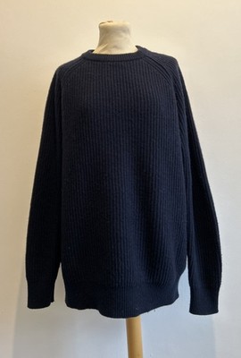 John Partridge Fisherman Pullover Herren Medium Lammwollmischung dunkelblau Rippstrick