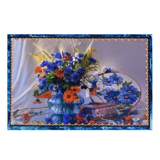 Cornflowers Russian Jewelry Box Palekh Style Lacquer Keepsake Trinket Box 4x6"