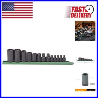 Durable 13-Piece E-Torx Socket Set with Black Oxide Finish & Heat Treatment