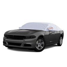 Half Car Cover, Windshield Cover for Ice and Snow, Car Sedan Universal Silver