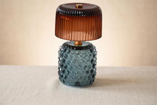 Battery Operated Table Lamp with Timer, Cordless Glass LED Night Light, Decorati