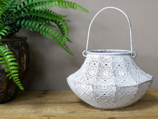 Weißmetall Antik Rustikal Marokkanisch Ausgefallen Kerzen T Licht Halter Laterne