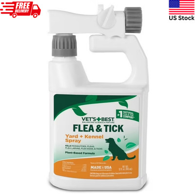 Vet's Best Flea and Tick Yard and Kennel Spray - 32oz Hose-End - Natural - NEW