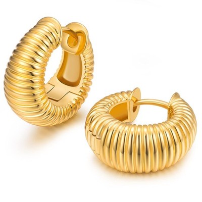 Grobe Gold Creolen für Damen, 18 Karat vergoldet Croissant Huggies, zart
