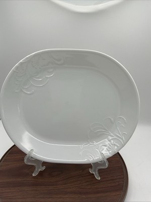 Corelle BOUTIQUE CHERISH  10 x 12 1/4 SERVING PLATTER Embossed White
