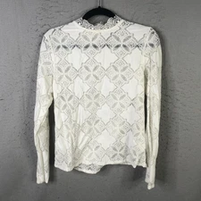 Monoprix Shirt Womens L White Lace Coquette Fairy Romantic Victorian Feminine