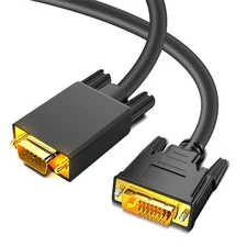 DVI to VGA Cable 6FT, DVI-D 24+1 to VGA Adapter Cable Male to Male Gold-Plate