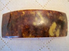 VTG ART DECO HAIR BARRETTE FAUX TORTOISE SHELL 4.5 in Across BROWNS GOLDS