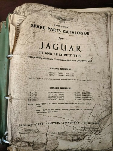 Catálogo de piezas originales 1963-1968 lista de repuestos JAGUAR TIPO S 3,4 3,8 litros - Imagen 2 de 13