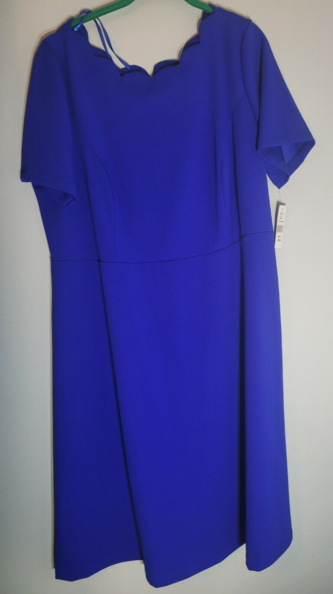 sapphire blue dress plus size Plus Size Knit Crepe Jewel Short Dress In Royal Sapphire