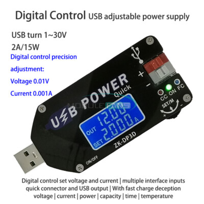 2A 15W Digital Control USB Power Supply Module CC CV Speed Control Adjustable