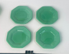 Akro Agate Tea Set Green Octagonal Plates 4 Pieces 