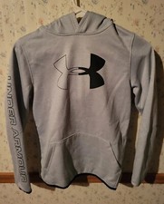 Under Amour Sweatshirt - Large YOUTH Hoody Gray Black