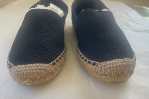 YSL Saint Laurent Blk Canvas Signature Embroidered Espadrilles Flats~39 1/2~$725 - Picture 7 of 14