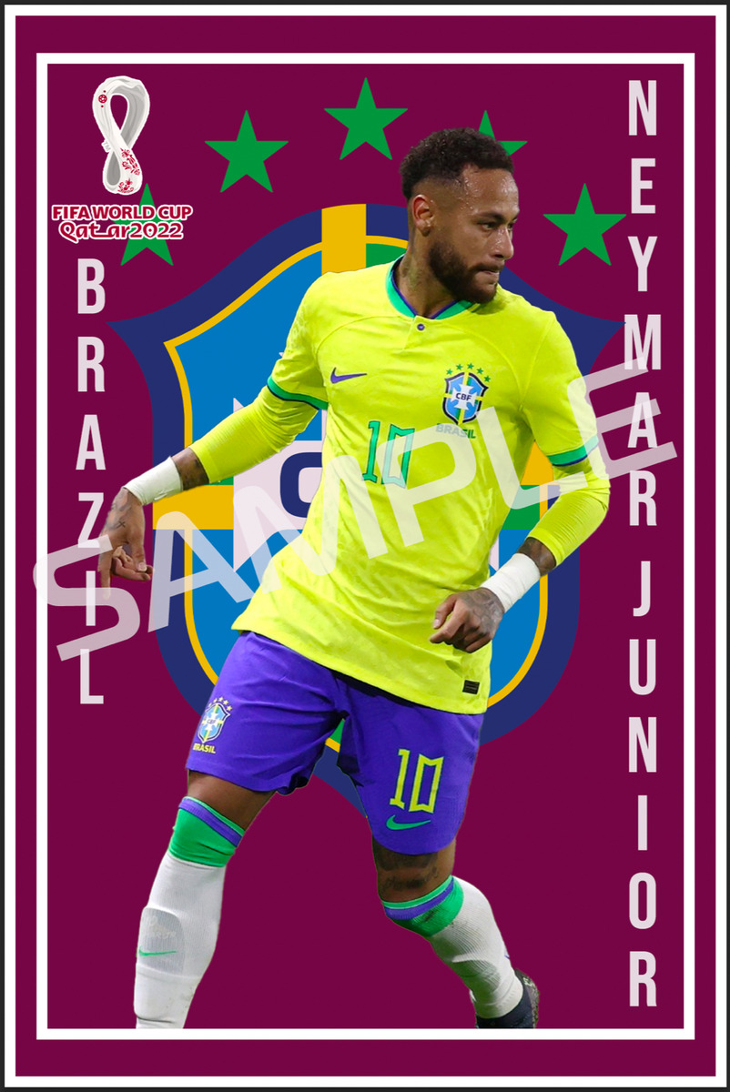 NEYMAR Jr Brazil 10 Football Legends ART Brazil Soccer Art Poster - No Frame