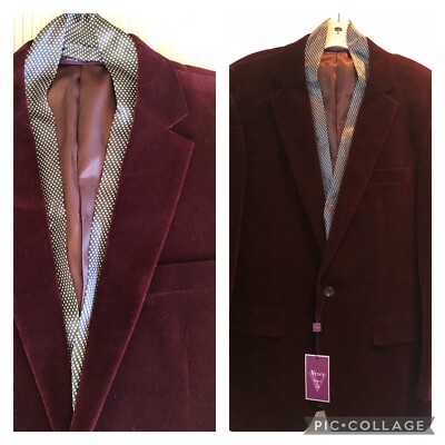 Designer Italy VINCI Wine Velvet B-17 Zegna Sport Coat Tuxedo Jacket M $300