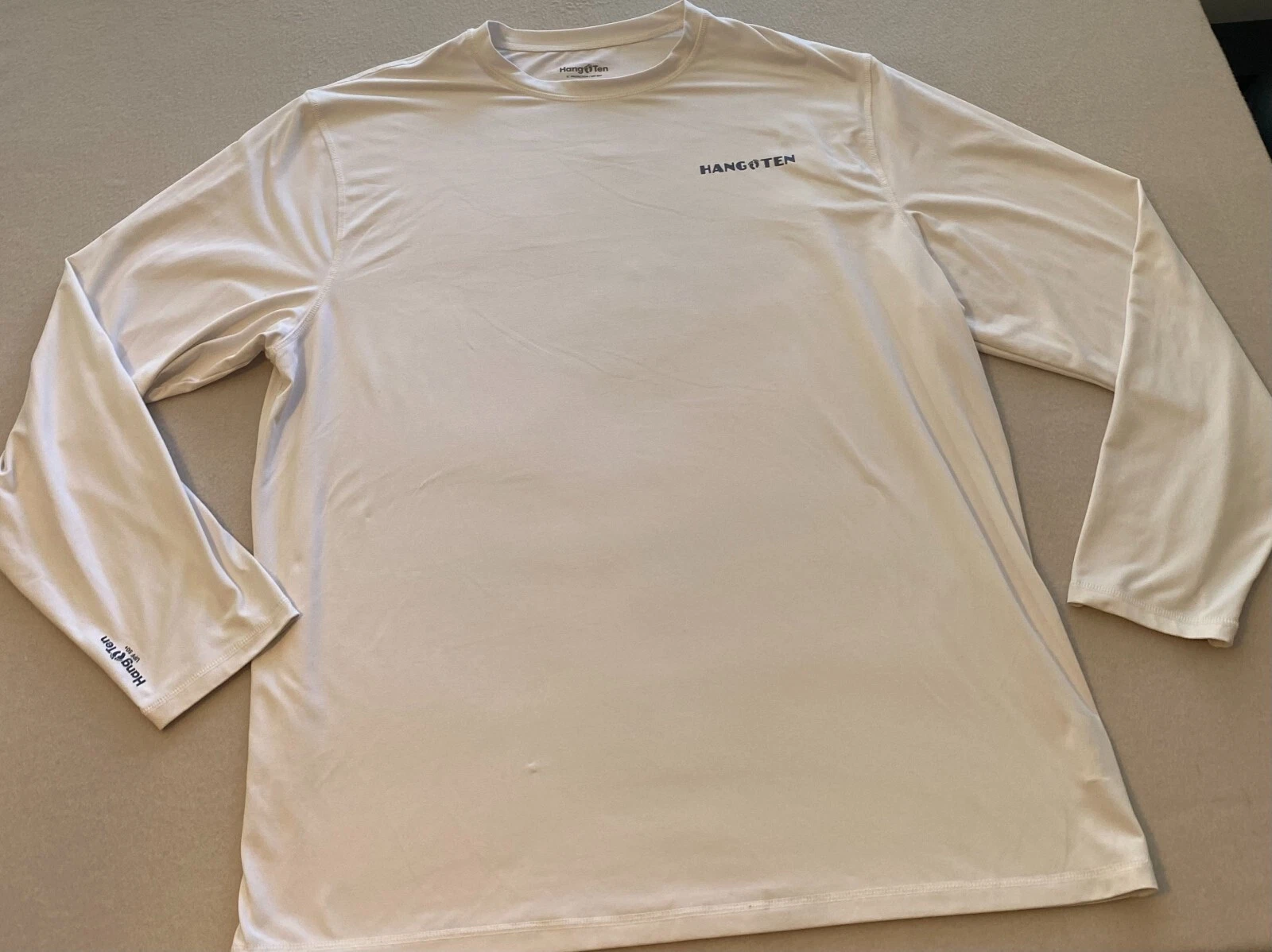 Hang Ten T-Shirt Mens XXL White UV Protection Crew Neck Long Sleeve Pullover VTG