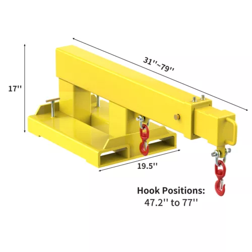 Fork Mounted Telescoping Crane Jib Boom 5500lb Lift Capacity Telescopes 31-79in