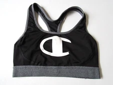Champion Black & Gray Big C White Logo Razorback Sports Bra S Small