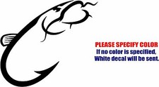 Catfish Hook Fishing Graphic Die Cut decal sticker Car Truck Boat Window Wall 9"