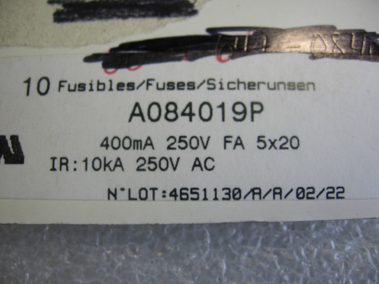 10-Pack Ferraz Shawmut A084019P Very Fast Acting IR Miniature Ceramic 5x20 Fuses