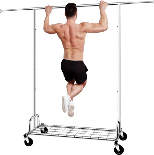 Heavy Duty Commercial Clothing Garment Rack Rolling Collapsible Chrome US - Picture 16 of 25