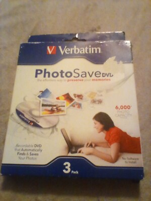 Verbatim photo save DVD 3 pack,6000 photo capacity,very rare,htf.