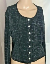 Betsy's Things Vintage Women's Cropped Jacket Size S Black Metallic Unlined