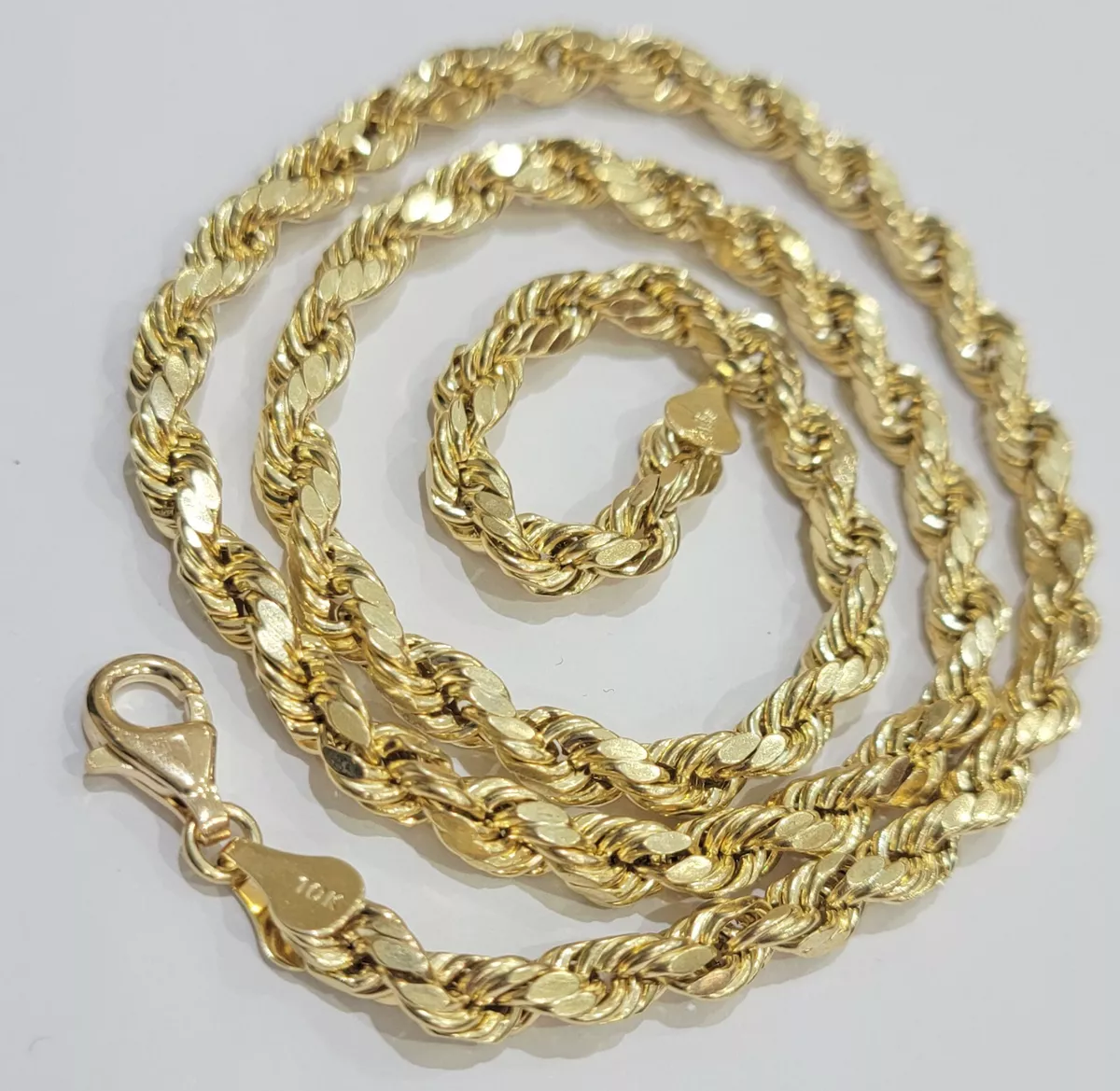 Real 10k Yellow Gold Rope Chain Necklace 30