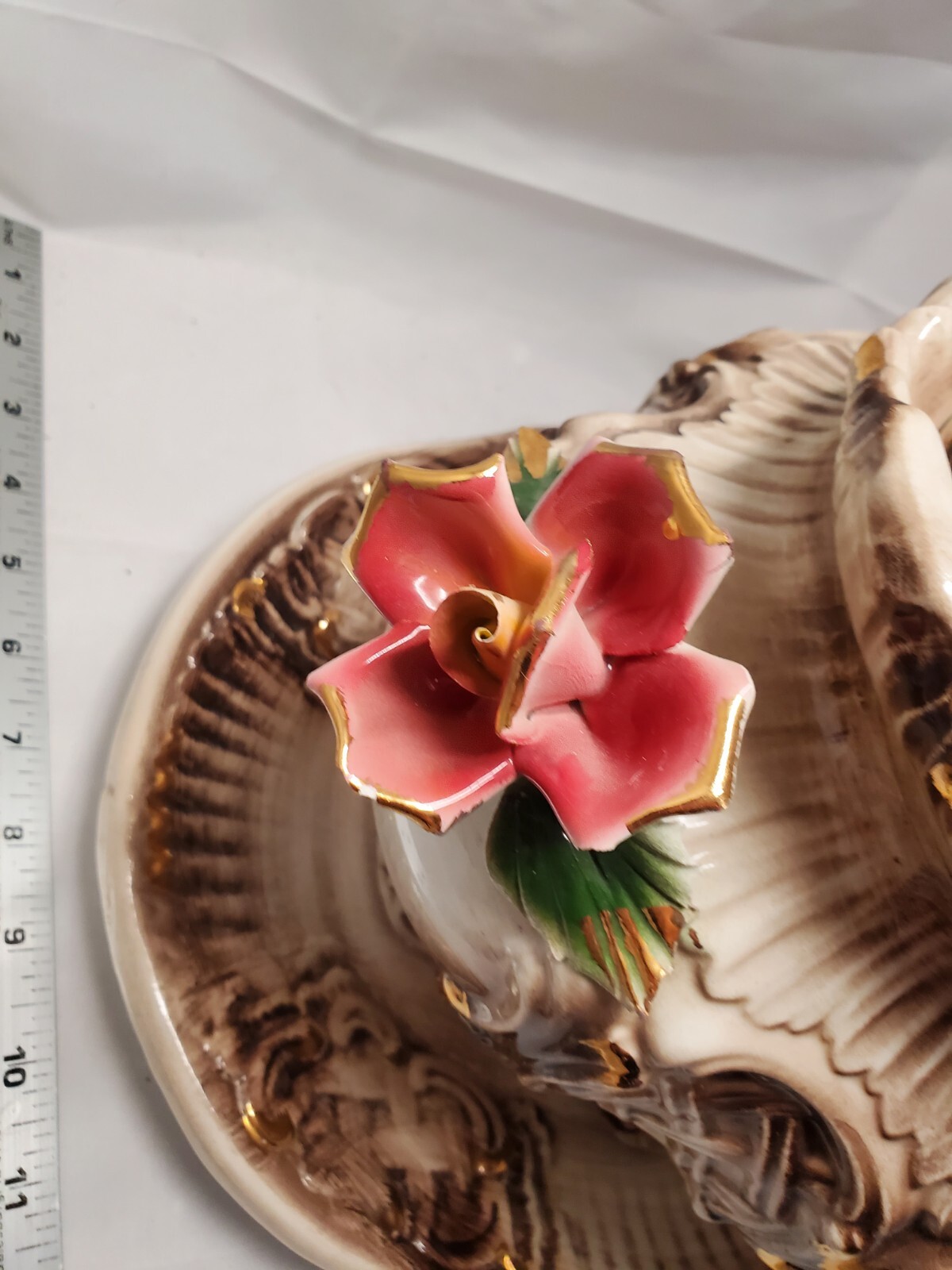 Vintage Capodimonte Porcelain Footed Flower Compote Bowl With Lid